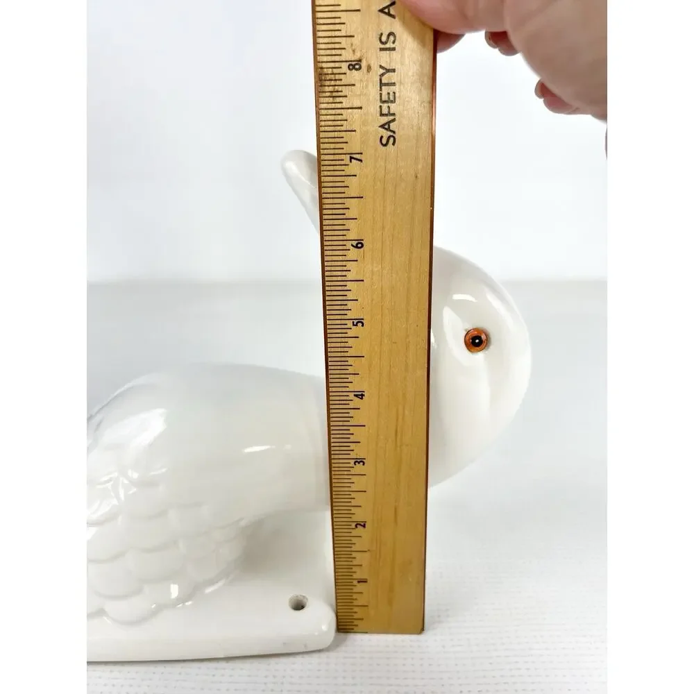 White Ceramic Goose Duck Head Wall Mount Hook Apron Towel Holder Farmhouse READ